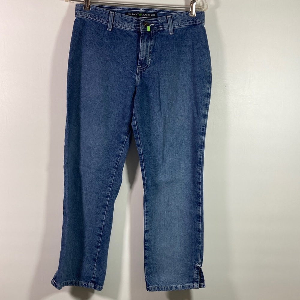 DYNK 100% Cotton Ankle Jeans w Slit Ankle Back Flap Pockets Size 8